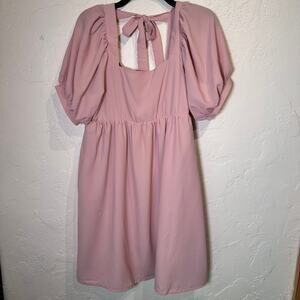 NWT Listicle Size Medium Pink Baby Doll Dress Puff Sleeves Short Sleeve Lined